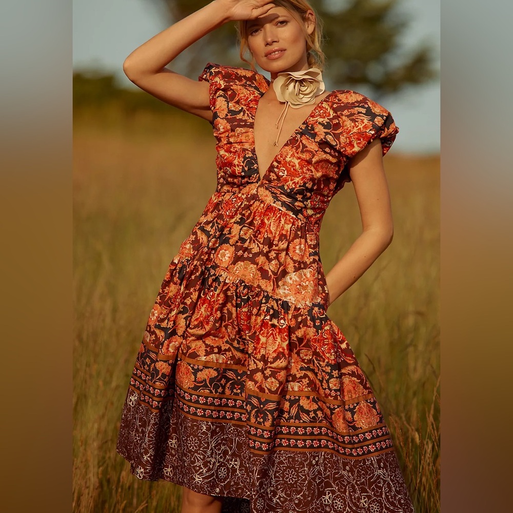 NWT Anthropologie Floral printed Midi babydoll Dress